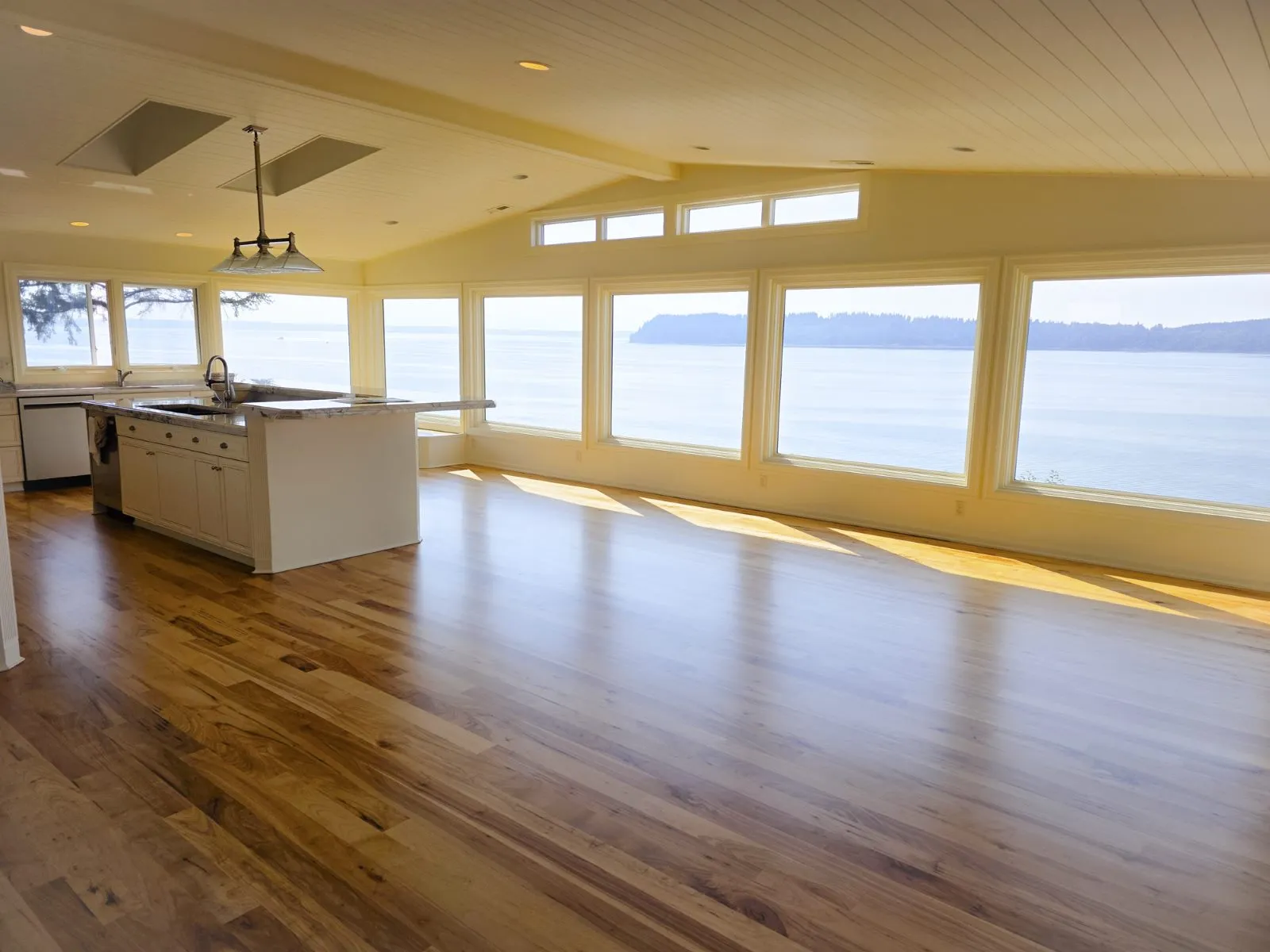 The same hardwood floor after sanding and refinishing