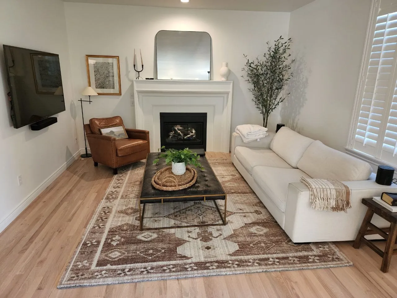 Living room with a light hardwood floor