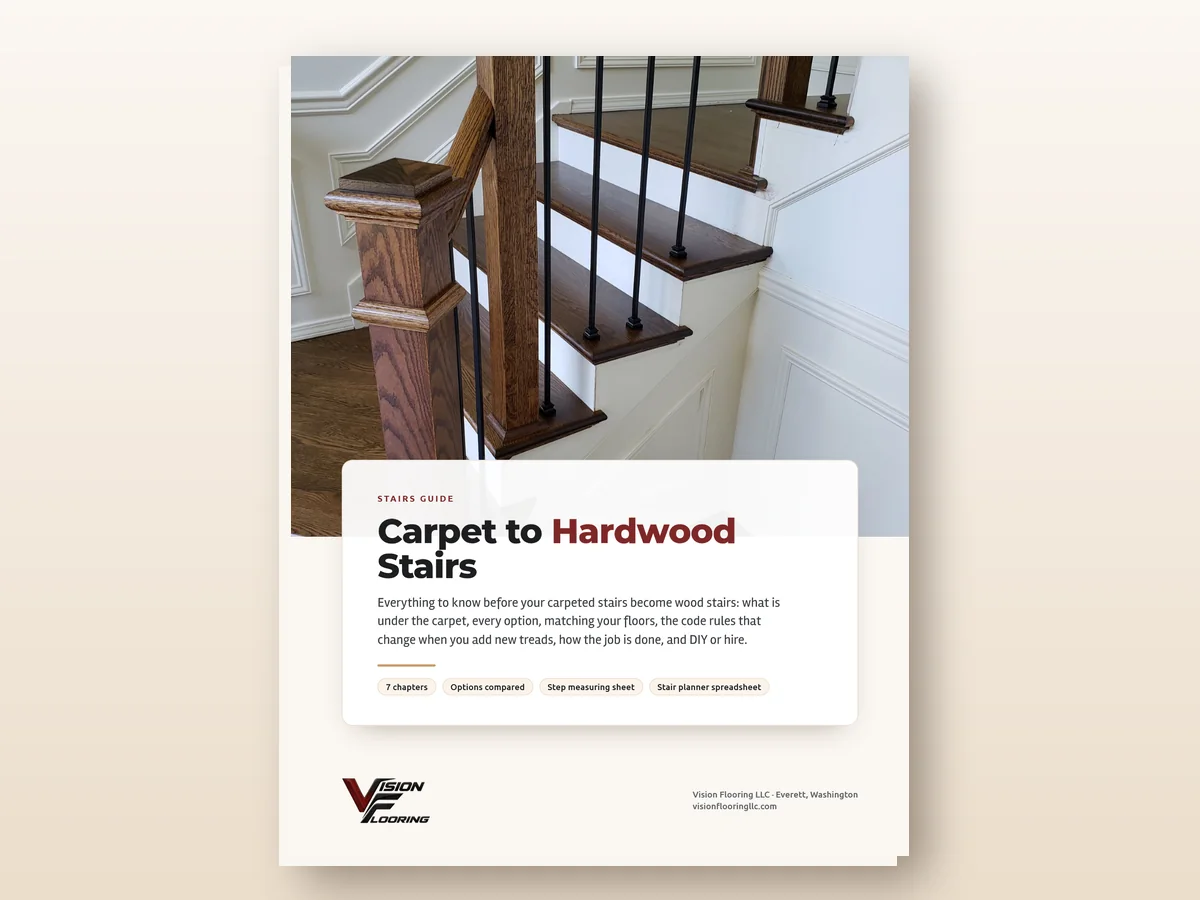 Cover of Carpet to Hardwood Stairs, a guide with a staircase photo