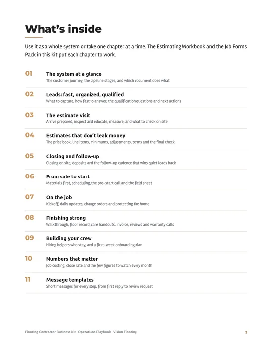 Page 2 preview of Flooring Contractor Business Kit
